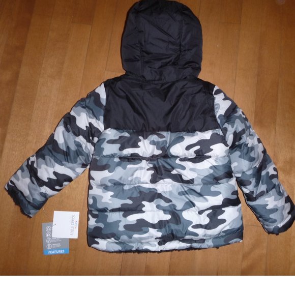Baby Toddler Boys CAMO Reversible Sherpa Puffer Coat Size 18 months NWT - Picture 2 of 3